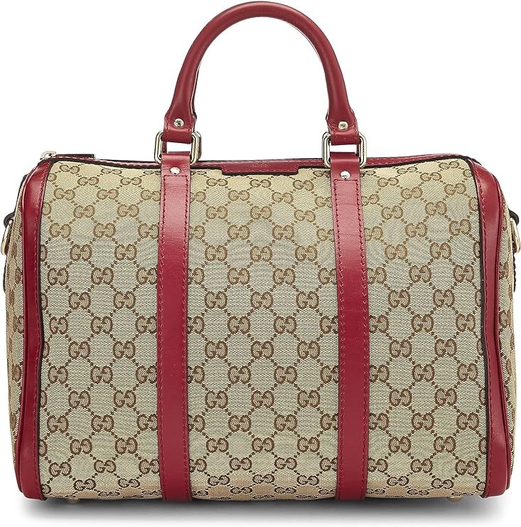 Gucci Pre-Loved Red Original GG Canvas Boston Handbag Medium, Red