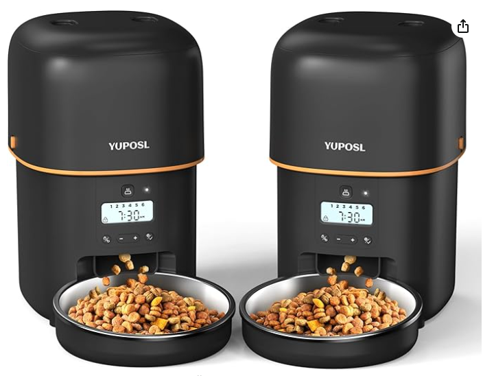 Yuposl Automatic Dog Feeders - 2 Packs 8cup/68oz for Pets, Cat Feeder Over 180-day Battery Life, Automatic Cat Feeders 1-6 Meals Control, Pet Feeder Cat Food Dispenser Freshness Dry Food
